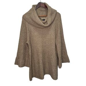 Mac & Jac Tan Wool Mohair Turtleneck Bell Sleeve Sweater Size XL